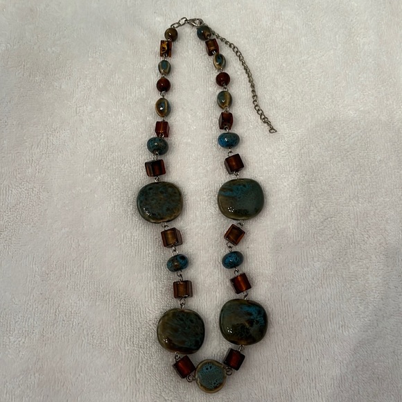 Handmade necklace with polished agate stones - Picture 1 of 1